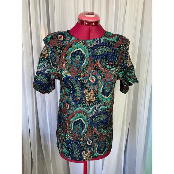 pull over top paisley blue red green - Picture 1 of 12